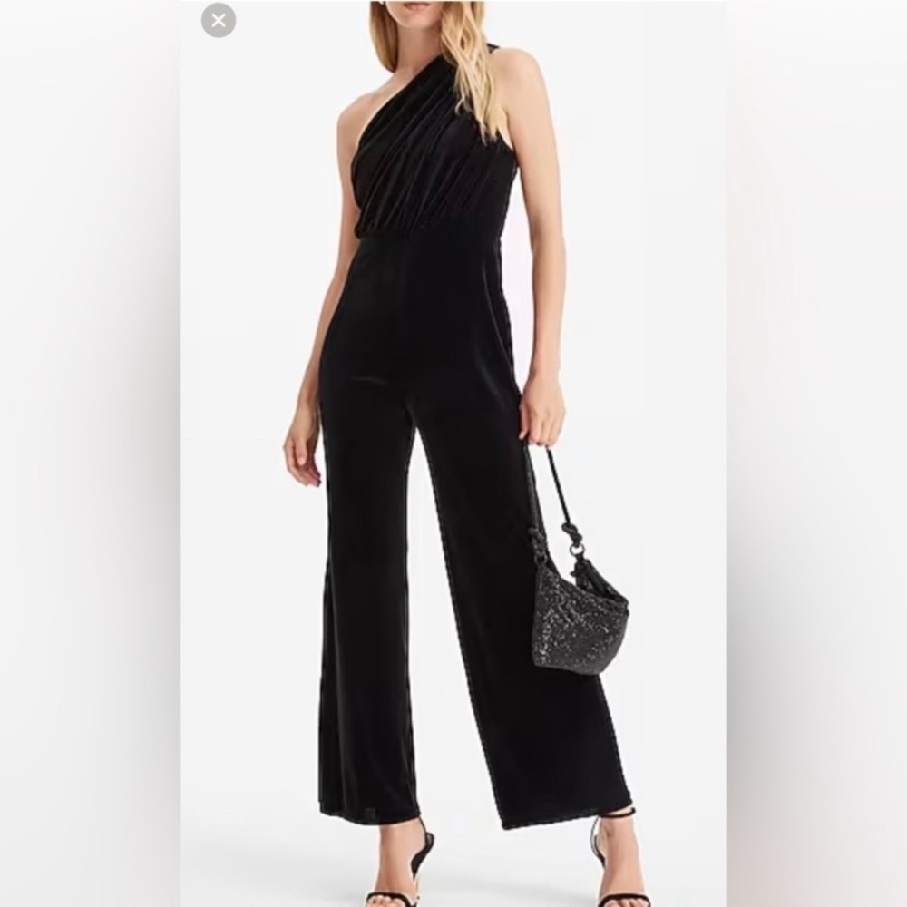Express Black Velvet Jumpsuit